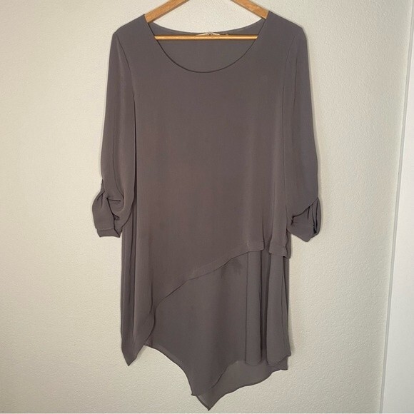 Soft Surroundings Grey Chiffon Flowy Tunic Top  - Size M - EUC - Picture 1 of 6
